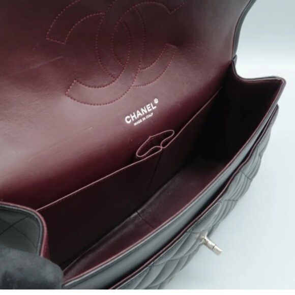 100% Authentic CHANEL CF Jumbo Black Leather Shoulder Bag - Picture 10 of 12